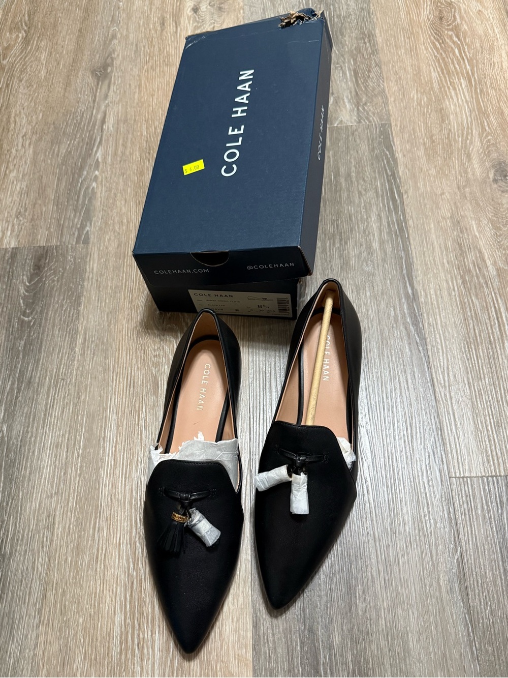 Cole Haan Black Pointed Tassel Loafers - Women's Flats